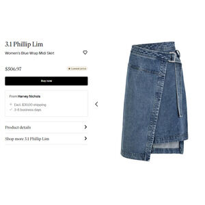 3.1 PHILLIP LIM Women's Blue Wrap Midi skirt size 6